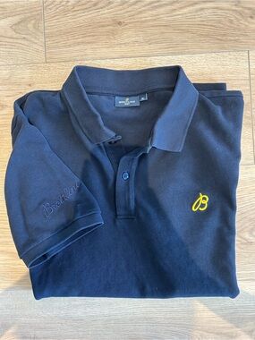 Breitling Navy Polo with Yellow 'B' Embroidery